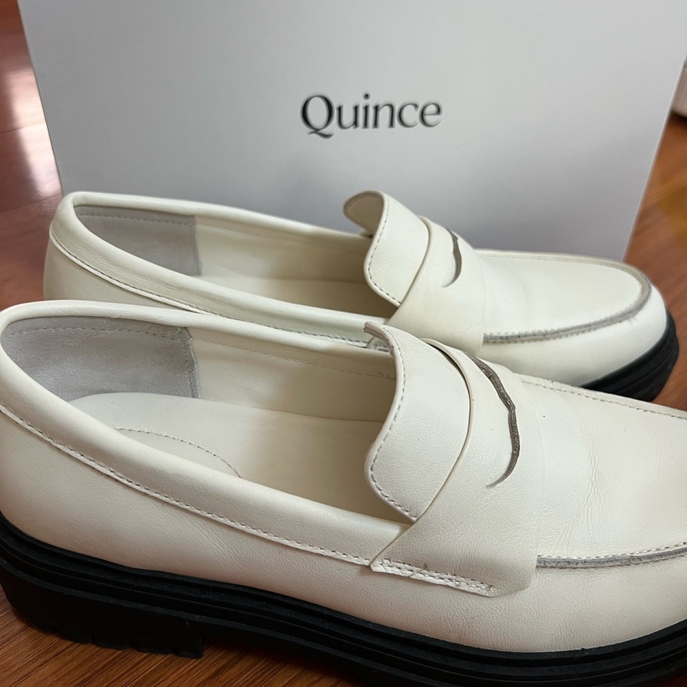 Quince Italian Leather Lug Sole Loafers in Bone